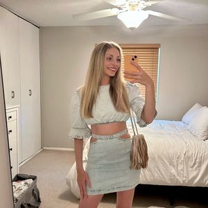 Cropped Indigo Comfort Denim set